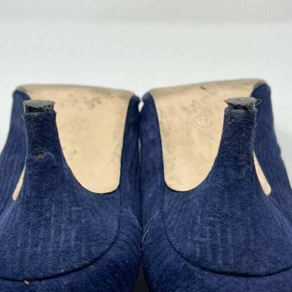 Seychelles women's Apostrophe blue corduroy kitten heel pumps 11 shoes bow - Picture 9 of 10